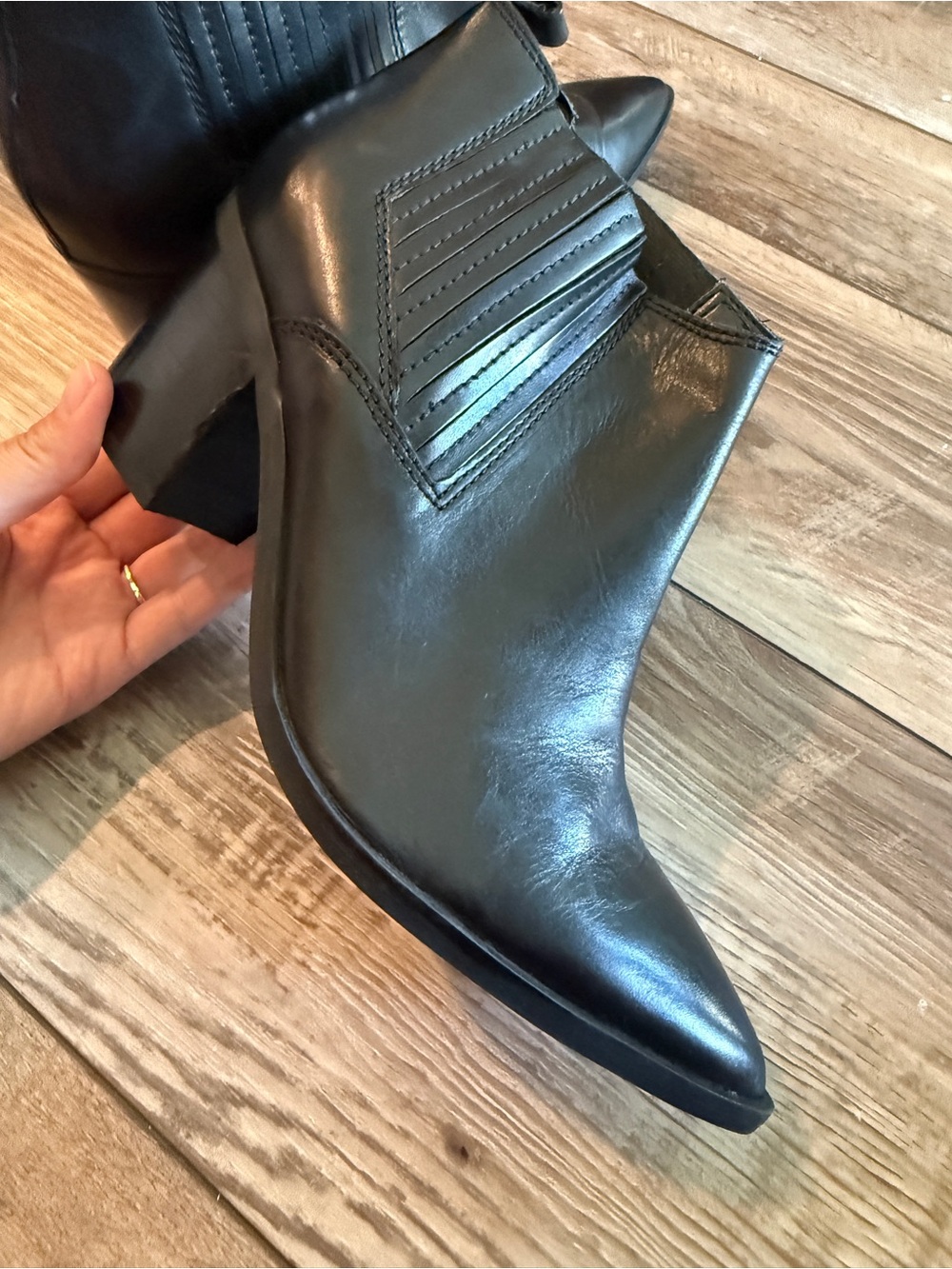 NWOT Marc Fisher Black Pointed Toe Ankle Booties with Block Heel